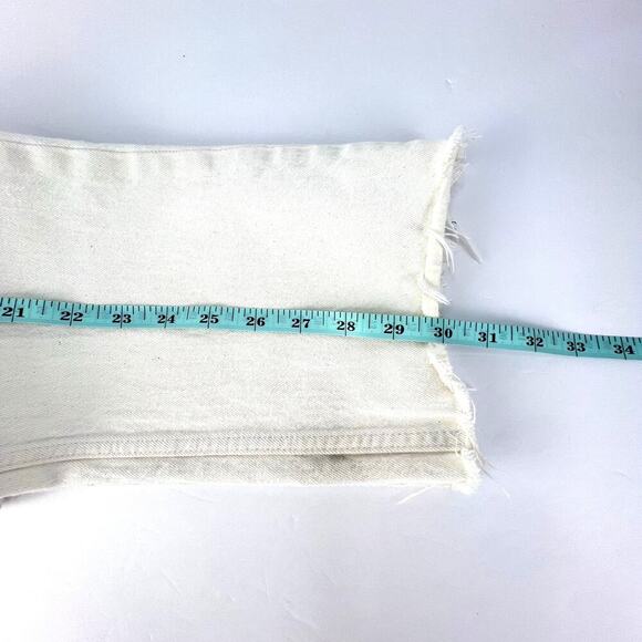 EUC LOFT 26/2 HIGH WAIST RELAXED STRAIGHT Frayed Hem Cream Casual Denim - Picture 11 of 11